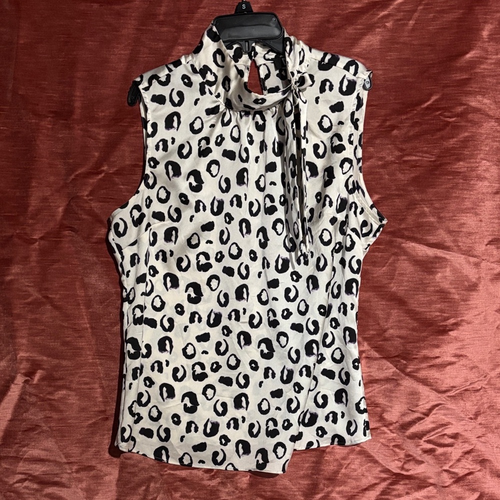 DKNY Black and White Animal Print Blouse